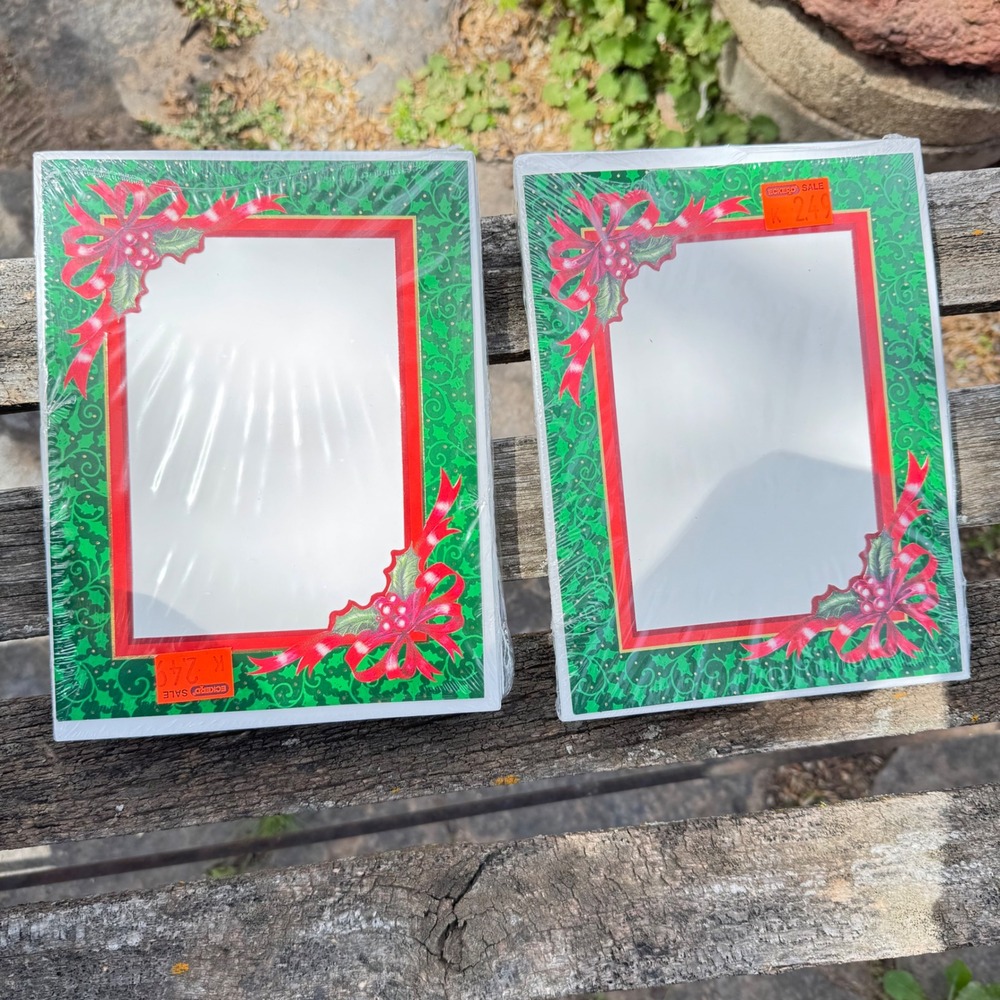 2pk‎ Winthrop-Atkins Vintage 1999 Christmas Photo Cards Green Red Made in USA